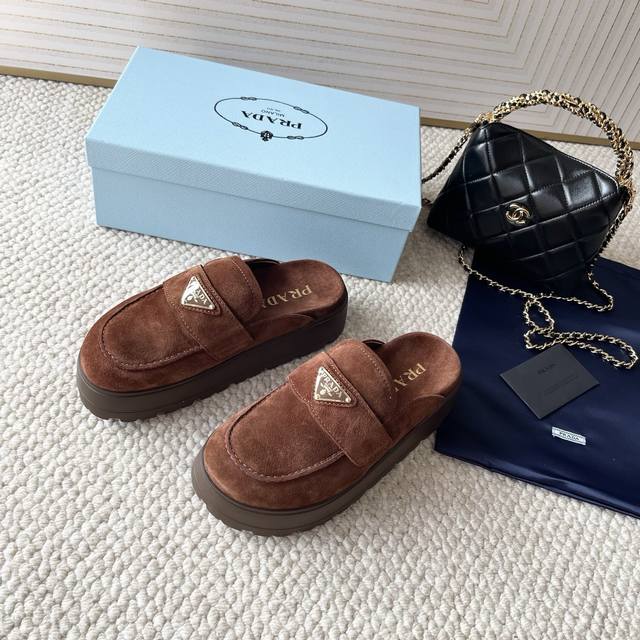 Imported Version Prada 25Th Anniversary New Model P-Line Thick-Soled Mule Sandal