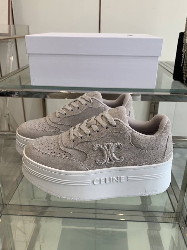 Celine 25Ss Latest Block Series Thick-Soled Women's Casual Sneakers Triomphe Lea