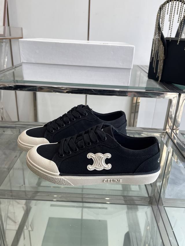 Celine Celine 25Ss Spring/Summer New Canvas Shoes, Sneakers With Celine Logo Emb