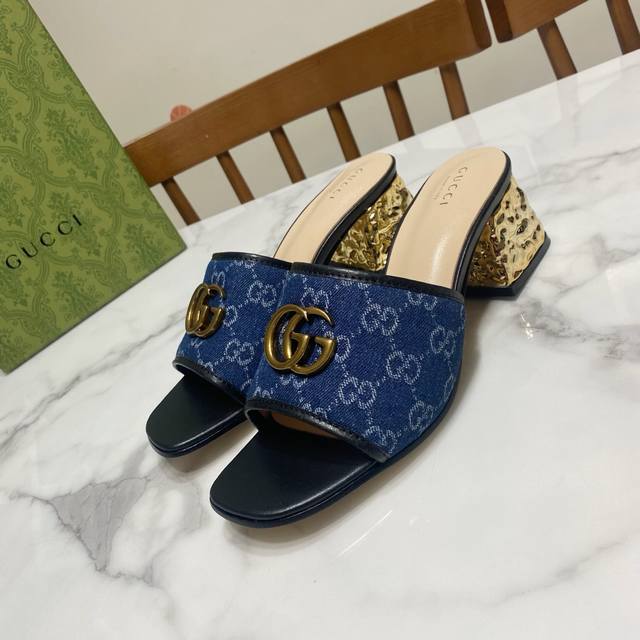 Gucci Gucci Square-Toe Chunky Heel Strappy Sandals, Classic Saddle Buckle Design