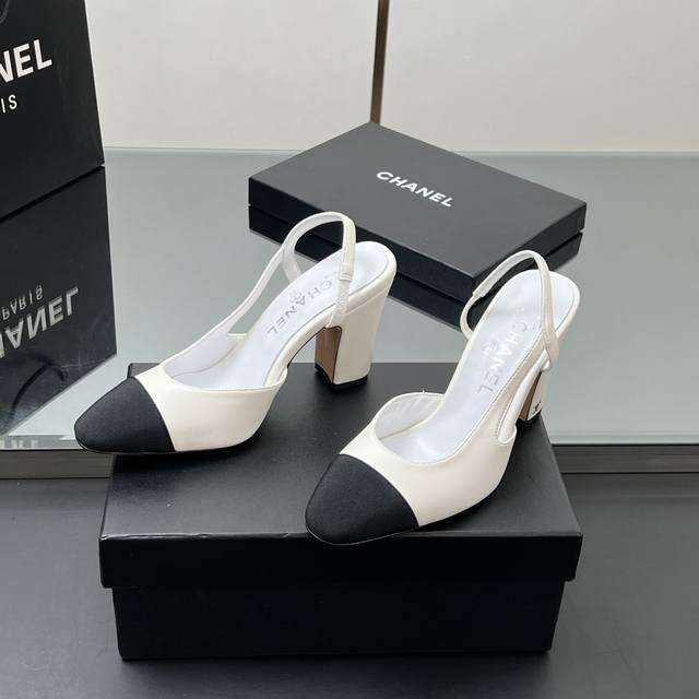 Featured Style: Pearl-Finish Fabric. Classic Chanel-Inspired Slingback Sandals W