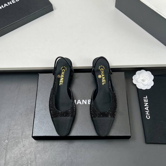Featured Style Chanel-Inspired Slingback Classic Series Patchwork Chunky Heel Sa