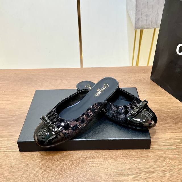 Top-Tier Version Summer New Arrival Hanel Chanel Embroidered Logo Bow Half-Strap