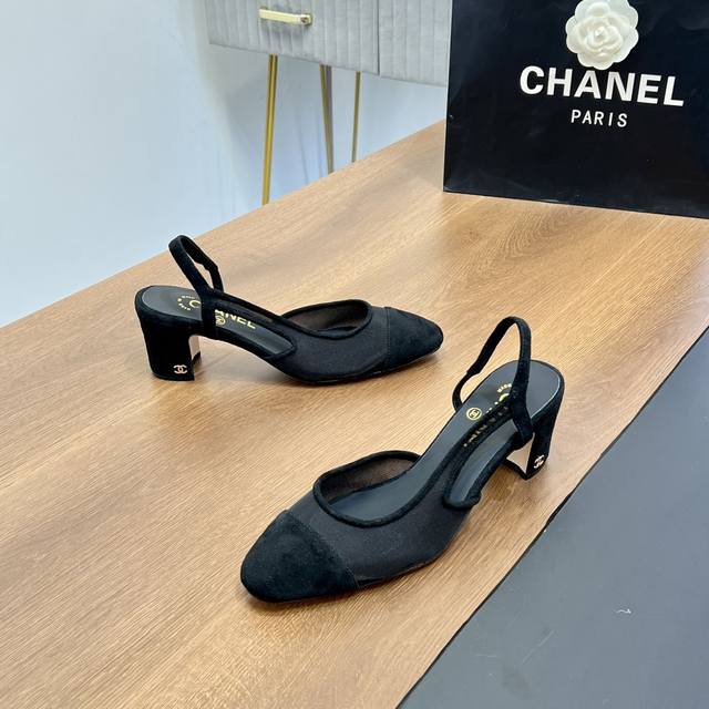 Top-Tier Version Chanel-Inspired Slingback Classic Series Patchwork Chunky Heel
