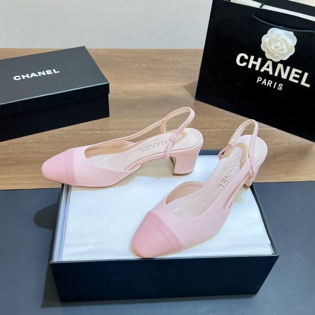 Top-Tier Version Chanel-Inspired Slingback Classic Series Patchwork Chunky Heel