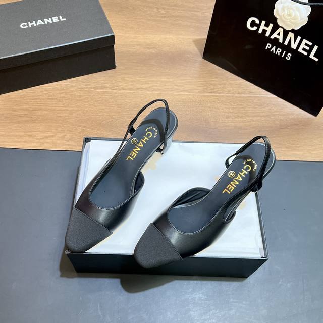 Top-Tier Version Chanel-Inspired Slingback Classic Series Patchwork Chunky Heel