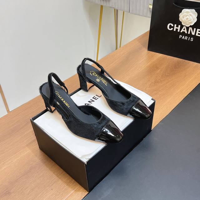 Top-Tier Version Chanel-Inspired Slingback Classic Series Patchwork Chunky Heel