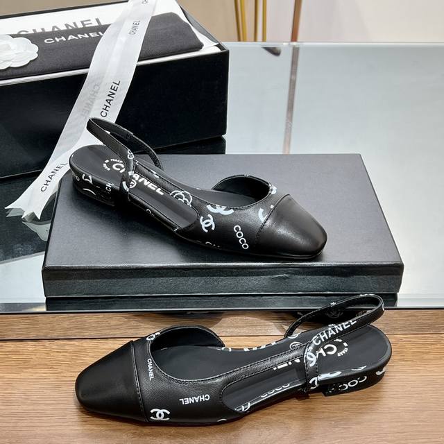 Top-Tier Version New Classic Chanel-Inspired Open-Back Flat Sandals With Thick H