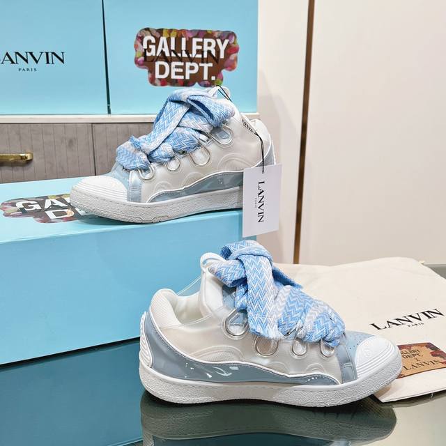 Top-Tier Version, Lacquered Leather Lanvin Curb Couple's Edition Low-Top Fashion