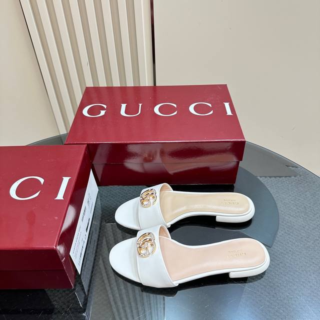 Gucc* Classic Crystal-Embellished Double G Jacquard Slippers Original Version Ex