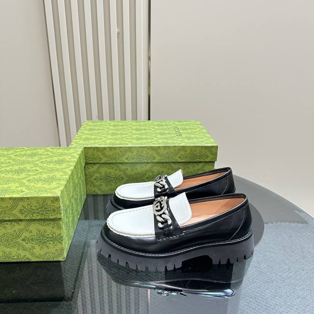 Gucc*I | Latest Autumn Style Metal Letter Buckle Loafer With Thick Sole And Smal