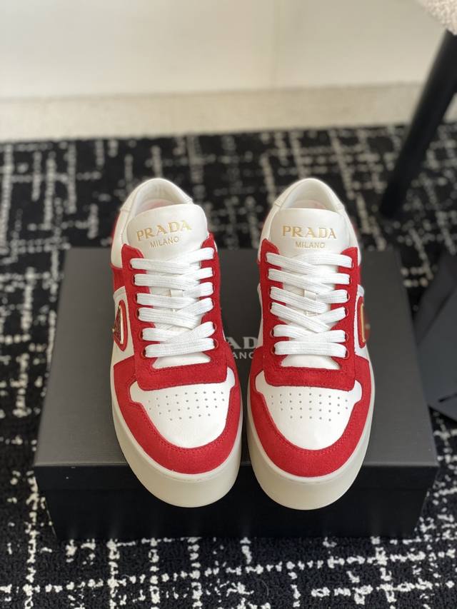 Premium Grade Prada 25Ss P-Line 25 Spring/Summer Thick-Soled White Sneakers In D