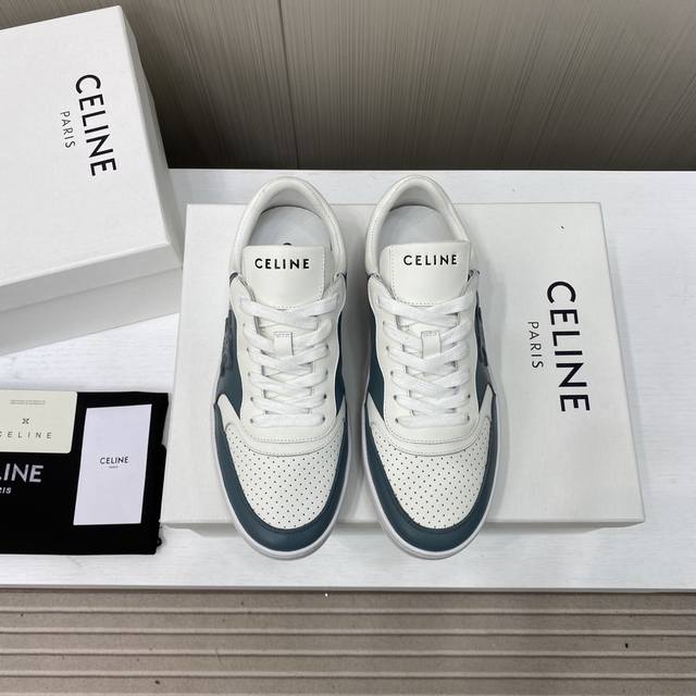 Factory Price P Men's Size 10 Celine Block Triomphe Leather Couple's Sneakers Wi