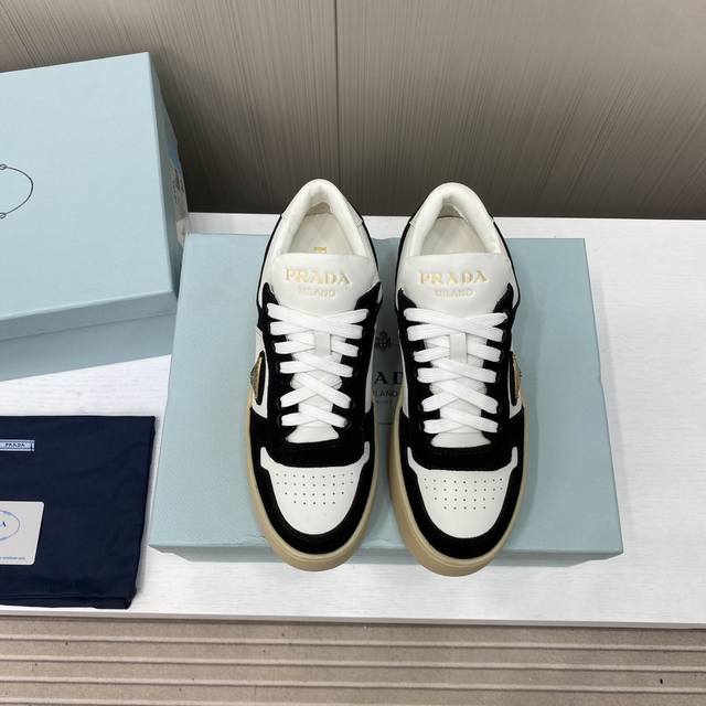 Factory Price P Prada 25Ss New Style Lace-Up Thick-Soled White Sneakers Casual S
