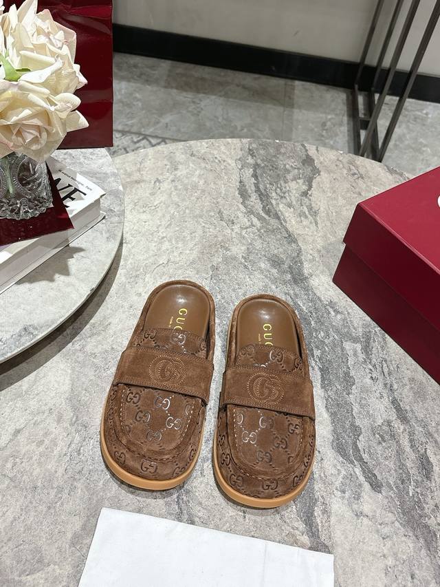 Gucci 2025 Official New Arrival Mule Sandals Half-Slip-On Birkenstock-Style Shoe