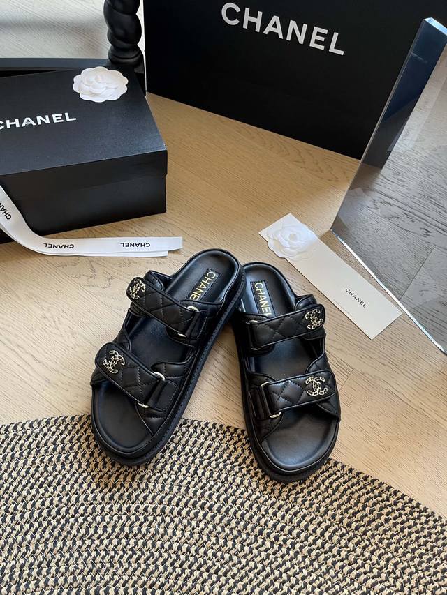 Half-Slip Sandals, Rubber Sole, Genuine Leather With An Extra 30Mm Heel. Chanel