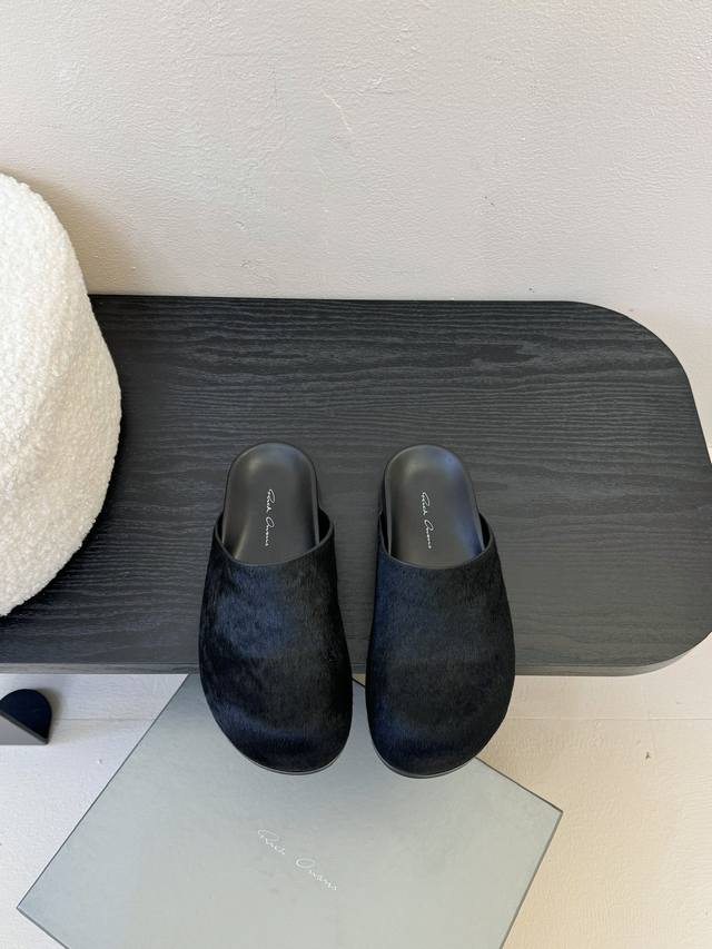 Men's 10 Rick Owens 25Ss Couple's Arc-Shaped Birkenstock-Style Half-Slip Series