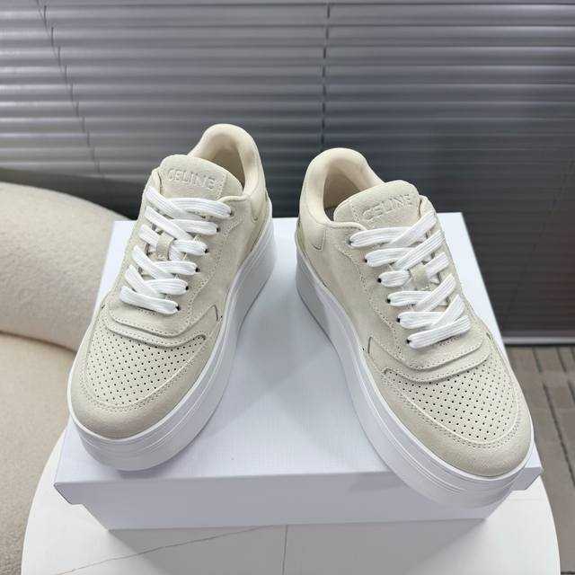 Celine ~ Arc De Triomphe Thick-Soled White Sneakers, Sports Shoes, Skate Shoes,