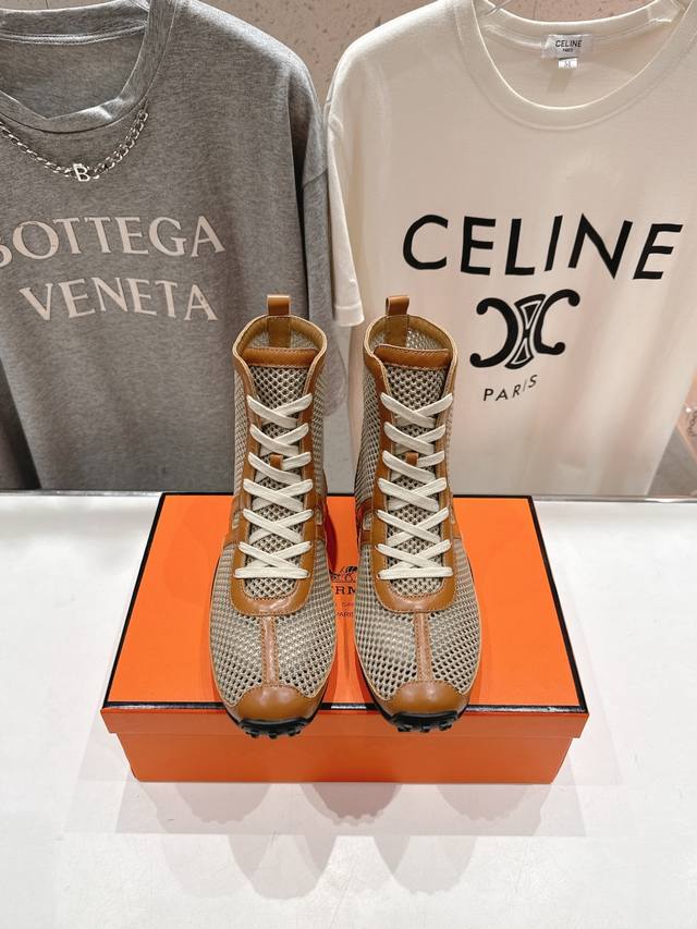 High-End Version, Factory-Direct Hermes H-House 25Ss New-Style Lace-Up Breathabl