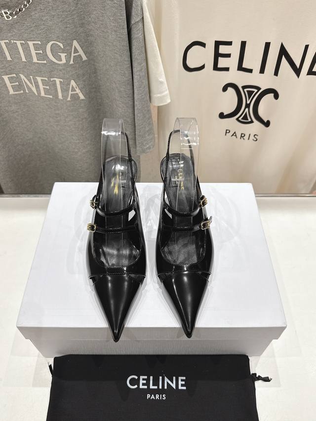 High-Heeled Version Now Available. Celine 2025 Ss Summer New Arrival Simple Poin
