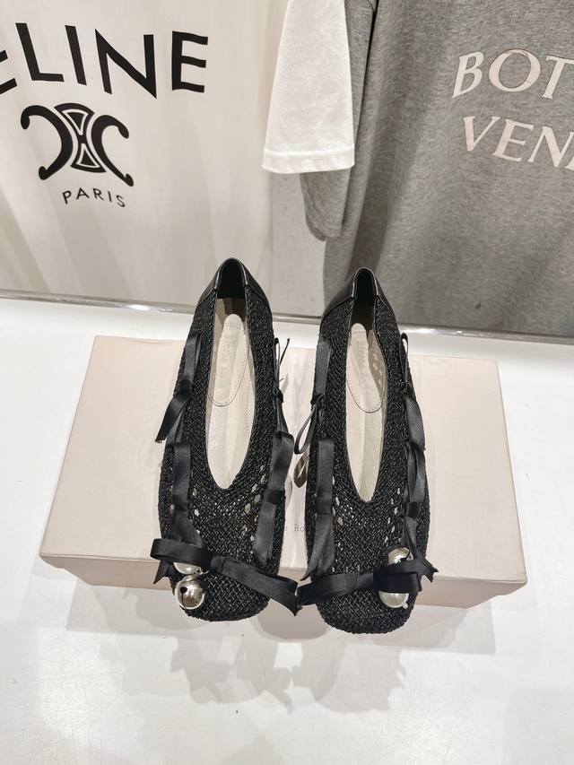High-End Version Available. Simone Rocha 25Ss New Sr Lace-Up Ballet Flats. Super