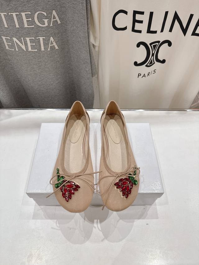 High Version Available. Simone Rocha 25Ss New Sr Flat Breathable Mary Jane Balle