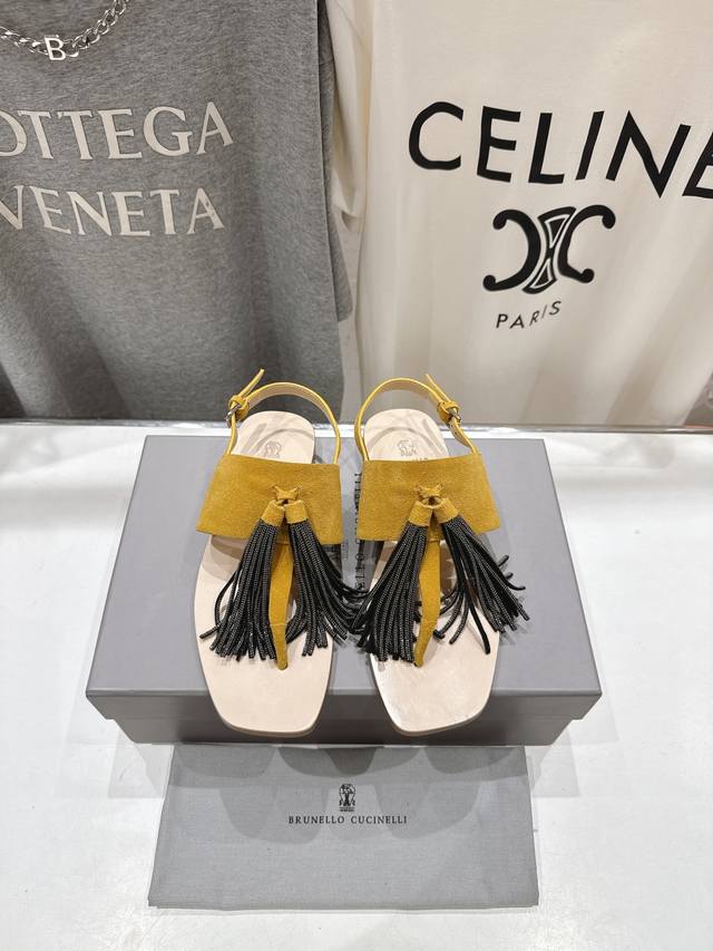 High-End Version Brunello Cucinelli Summer New Arrival Bc Flat Fringe Hand-Strun