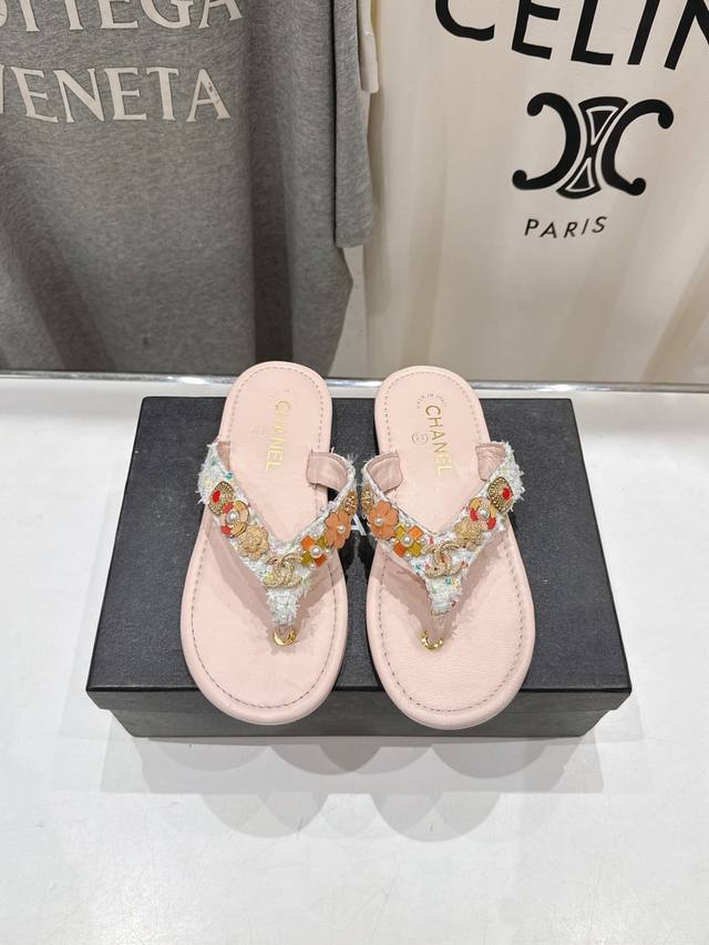High-End Version Chanel* Little Chanel 2025 Ss Summer New Arrival Thong Sandals