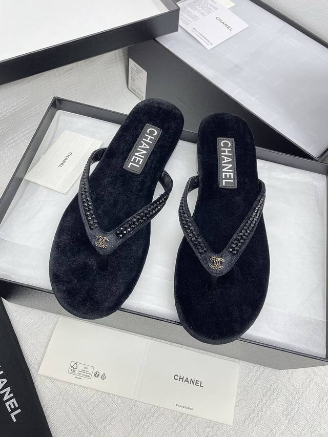 Premium-Grade Chanel~~Chanel 2025 Spring/Summer Latest Model Thong Sandals, Toe-