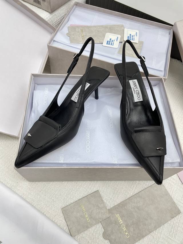 Top-Tier Version Jimmy Choo Best-Selling Pointed-Toe Open-Back Sandals Material: