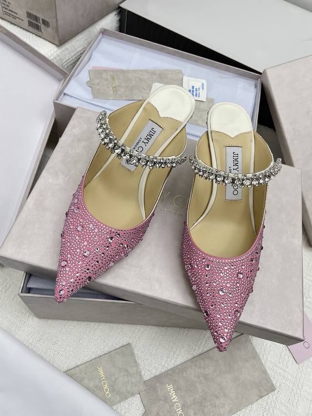 Top-Tier Version Jimmy Choo Best-Selling Pointed-Toe Crystal-Embellished High-He
