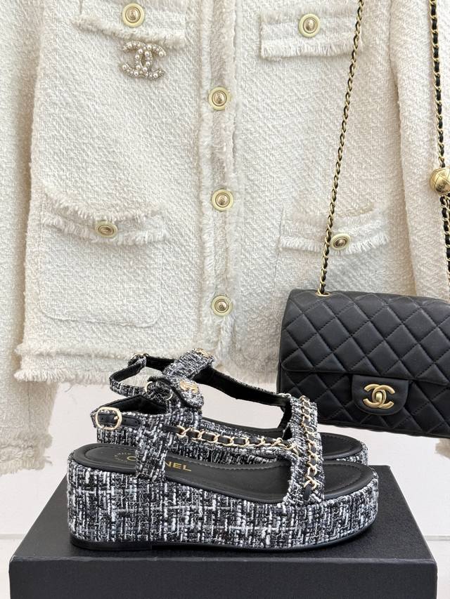 Factory Price Chanel* | New 25C Design Diamond-Patterned Chain Thick-Soled Platf