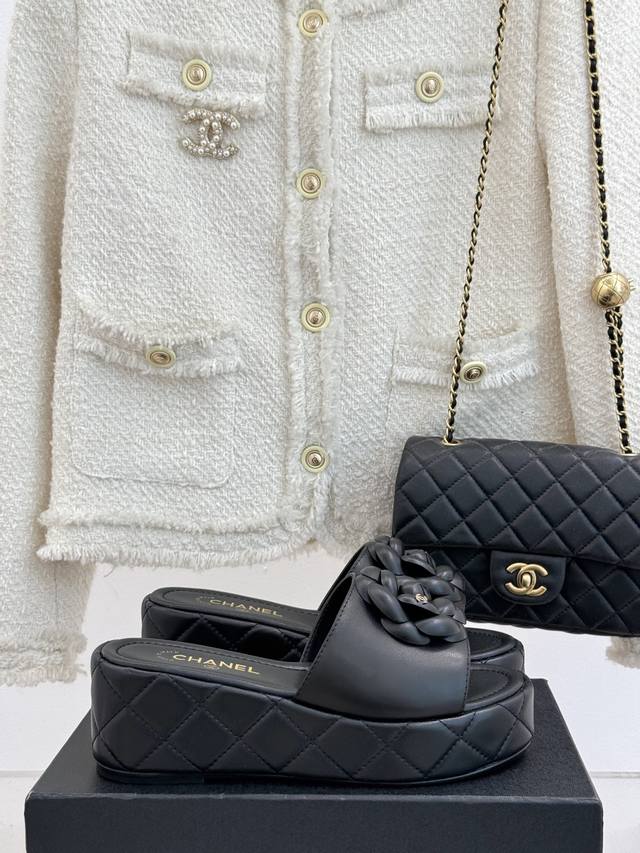 Factory Price Chane* | New Arrival Diamond-Patterned Camellia Platform Thick-Sol