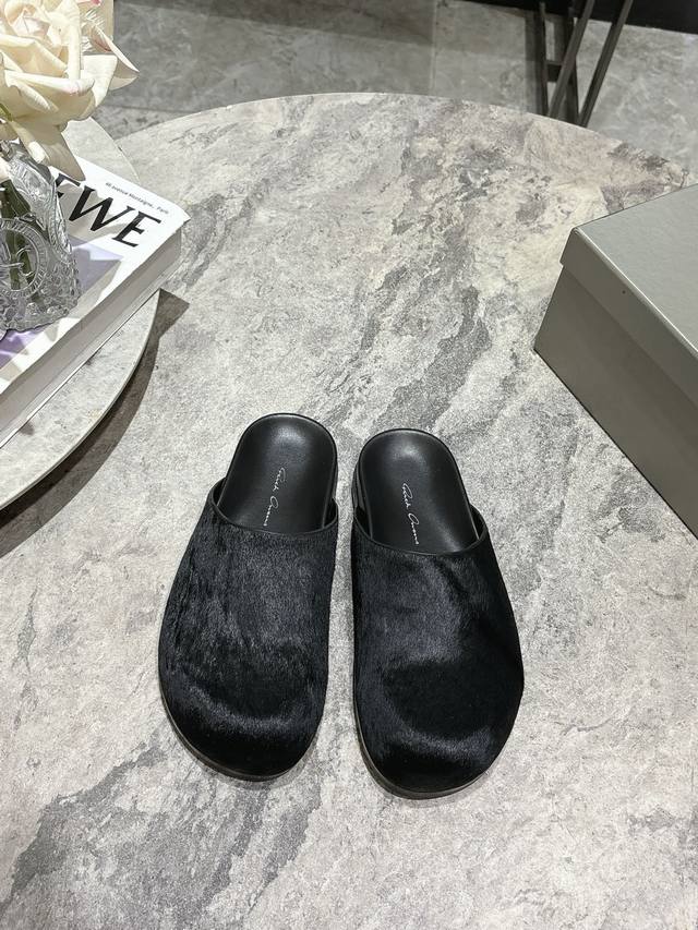 Women Men 10, Rick Owens 25Ss Couple's Arc-Shaped Birkenstock-Style Half-Slip Se