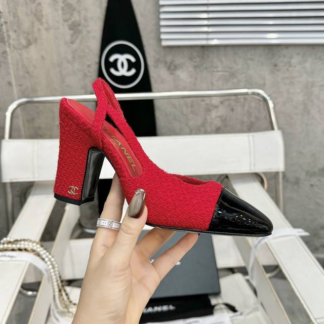 Chanel's Latest Collection, 9.0Cm Heel Height, Factory Price P.Chunky Heel Squar