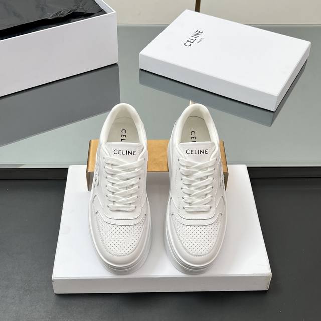 High Version Celine~~~Arc De Triomphe Thick-Soled White Sneakers, Sports Shoes,S
