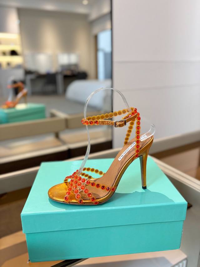 Price P: Aquazzura Pineapple Spring/Summer New Arrival High-Heel Sandals. Sparkl