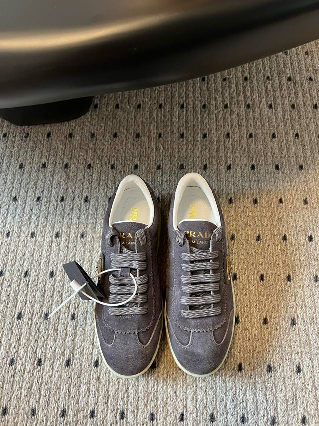 Prad* Prada 25 Latest Downtown Bold Series Thick Sole Triangle Logo Casual White