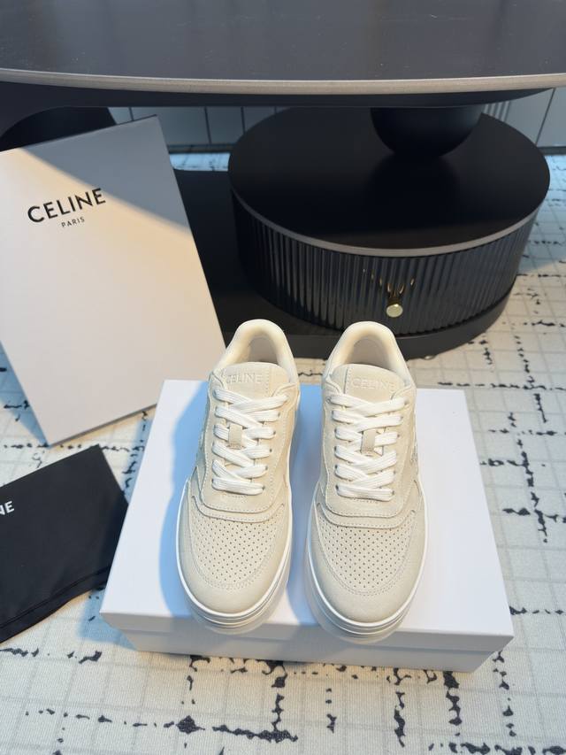 Celine 2025 Spring/Summer New Arrival Logo Lace-Up Thick Sole Casual Shoes With