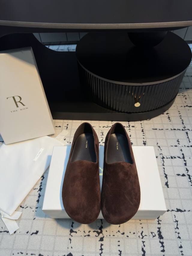 The Row Genuine Leather Round-Toe Minimalist Versatile Flat Loafers The Comfort
