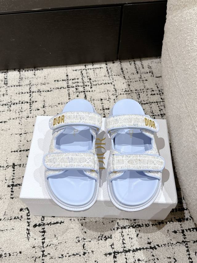 Top-Tier Version Dior Dioract Flat Open-Toe Sandals With A Single Strap, Beach S