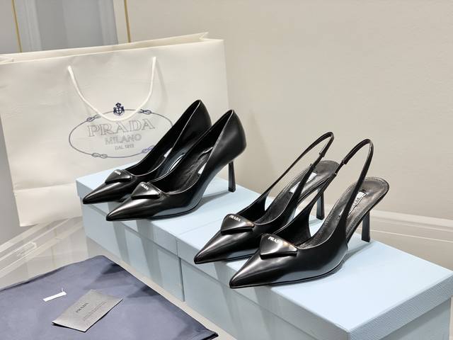 Open-Back Single Shoe Prada Prada Triangle Buckle Slim High-Heel Single Shoe Ope