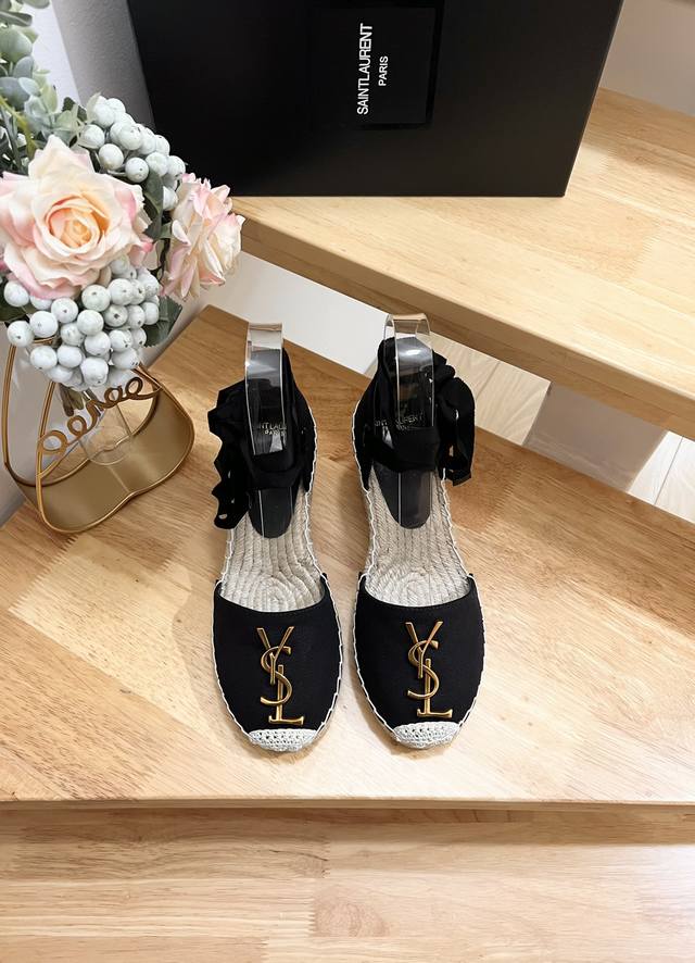 Saint Laurent Saint Laurent Year Early Spring Wedge Heel Gold Letter Logo Fisher