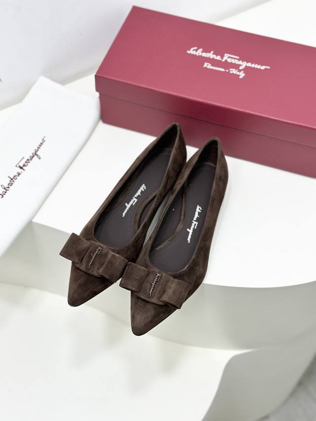 Salvatore Ferragamo Velvet Runway-Inspired Pointed-Toe Ballet Flats The Design I