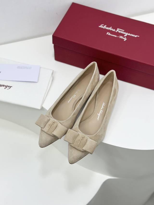 Salvatore Ferragamo Velvet Runway-Inspired Pointed-Toe Low-Cut Viva Ballet Shoes