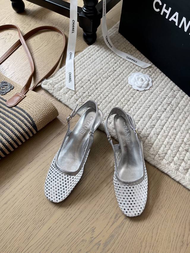 Chanel 25C Early Spring New Arrival Mesh-Lace Chunky Heel Pumps! Top-Tier Versio