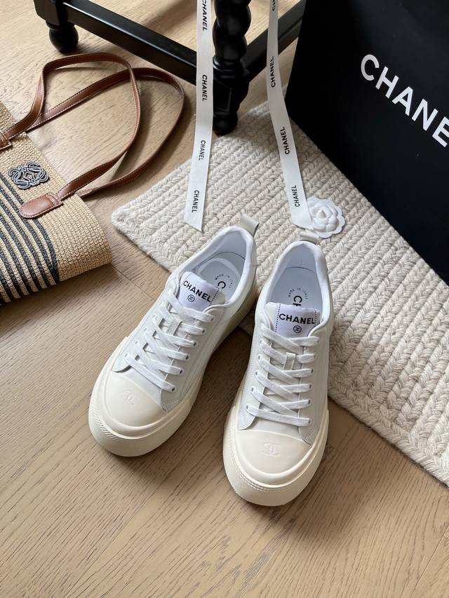 Chanel Early Spring New Arrival Thick-Soled White Sneakers! Top-Tier Version! Le