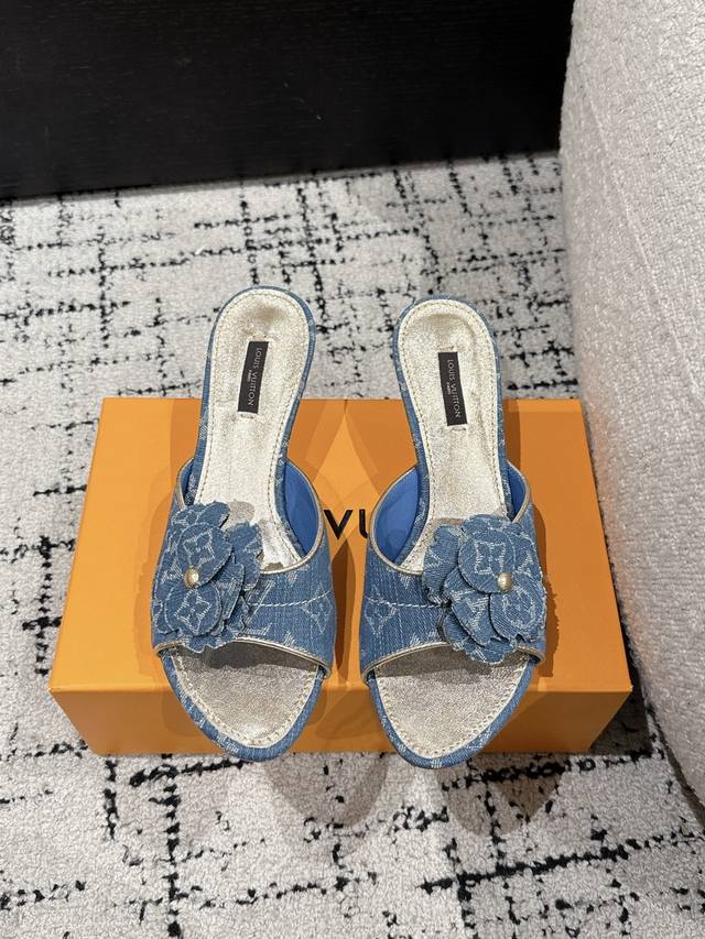 Top-Tier Version Lv Donkey House 25 Denim Cat-Heel Shoes Are Absolutely Stunning