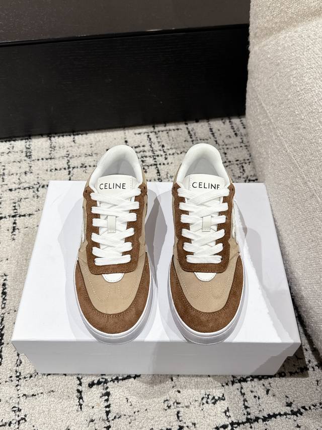 Top-Tier Version. Celine 25 Latest Block Series Lace-Up Casual Sneakers. The Tri