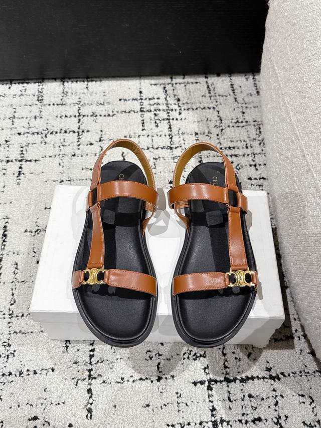 Celine 25 Summer New Maud Triomphe Strappy Sandals Simple, Elegant, And Fashiona
